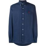 Chemises de créateur Ralph Lauren Polo Ralph Lauren bleues en lin à manches longues classiques pour homme 