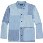 Chemises en jean de créateur Ralph Lauren Polo Ralph Lauren bleues patchwork en coton à manches longues Taille L classiques pour homme en promo 