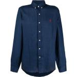 Chemises de créateur Ralph Lauren Polo Ralph Lauren bleues en lin à manches longues pour homme 