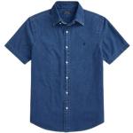 Chemises unies de créateur Ralph Lauren Polo Ralph Lauren bleues en coton à manches courtes col button down Taille XL pour homme 