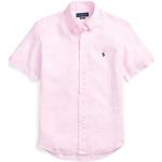 Chemises unies de créateur Ralph Lauren Polo Ralph Lauren roses en lin à manches courtes col button down Taille XS pour homme 