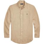 Chemises unies de créateur Ralph Lauren Polo Ralph Lauren camel en lin à manches longues col button down Taille XS pour homme 