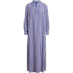 Robes de créateur Ralph Lauren Polo Ralph Lauren bleues à rayures en popeline à manches longues à manches longues à col en V pour femme 