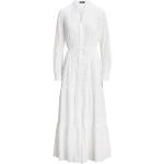 Robes Polo de créateur Ralph Lauren Polo Ralph Lauren blanches longues à manches trois-quart à col en V pour femme 