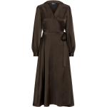 Robes cache-coeur de créateur Ralph Lauren Polo Ralph Lauren marron en satin mi-longues pour femme en promo 