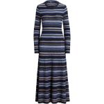 Robes en laine de créateur Ralph Lauren Polo Ralph Lauren bleu marine à rayures mi-longues à manches longues à col rond pour femme 