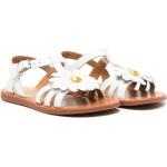 Sandales plates Pom d'Api blanches à fleurs en cuir de veau à bouts ouverts Pointure 25 pour femme en promo 