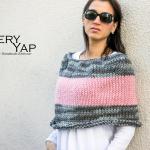 Ponchos tricot de printemps rose bonbon en laine pour femme 
