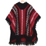 Ponchos tricot rouges à franges look vintage 