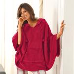 Ponchos polaire rouges en polyester à pompons Taille 3 XL pour femme 