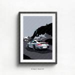 Affiches blanches à motif voitures Porsche 