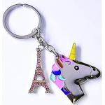 Porte-clés en métal à motif licornes Tour Eiffel en lot de 10 look fashion 