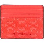 Porte-cartes bancaires de créateur Michael Kors orange corail en cuir pour femme en promo 