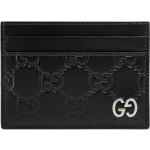 Porte-cartes en cuir de créateur Gucci Signature noirs en cuir pour femme 