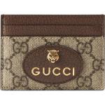 Porte-cartes bancaires de créateur Gucci Supreme beiges en cuir look vintage pour femme 