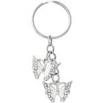 Porte-clés de mariage gris en émail à strass à motif papillons look fashion 