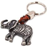 Porte-clés argentés en cuir à motif éléphants en cuir look fashion 