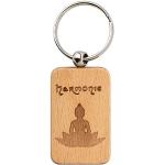 Porte-clés marron en bois à motif Bouddha look fashion 