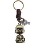 Porte-clés bronze en cuir à motif Bouddha en cuir look fashion 