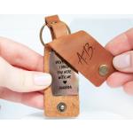 Porte-clés pour fêtes de Noël orange corail en cuir en cuir personnalisés look vintage 