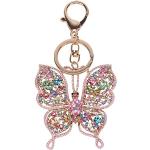 Porte-clés souvenir en émail à strass à motif papillons look fashion 