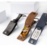 Porte-clés pour la fête des pères orange corail en cuir en cuir personnalisés look vintage 