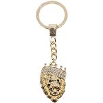 Porte-clés dorés en zinc à strass à motif lions look fashion 