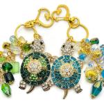 Porte-clés pour fêtes de Noël en cristal à perles à motif tortues 