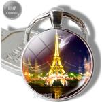 Porte-clés souvenir en verre à motif Tour Eiffel Tour Eiffel en lot de 1 look fashion 