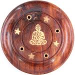Porte-encens marron en bois à motif Bouddha 