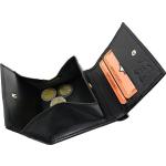 Porte-monnaie en cuir noir avec compartiment pour la monnaie, 10,5 x 9,5 cm