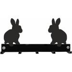 Crochets muraux noirs en métal enduits à motif lapins 