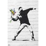 Poster Banksy Jetant des fleurs (61cm x 91,5cm) + un poster surprise en cadeau