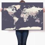 Posters violets imprimé carte du monde 