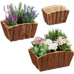 Pots de fleur en plastique Relaxdays marron en bois de 23 cm en lot de 3 diamètre 19 cm 