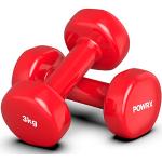 POWRX Haltères en Vinyle - Paire d'halteres de musculation - Poids musculation de sport, fitness, yoga (Rouge, 2 x 3 kg)