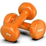 POWRX Haltères en Vinyle - Paire d'halteres de musculation - Poids musculation de sport, fitness, yoga (Orange, 2 x 2 kg)