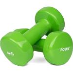 POWRX Haltères en Vinyle - Paire d'halteres de musculation - Poids musculation de sport, fitness, yoga (Vert, 2 x 4 kg)