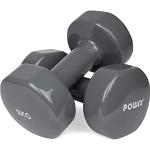 POWRX Haltères en Vinyle - Paire d'halteres de musculation - Poids musculation de sport, fitness, yoga (Gris foncé, 2 x 9 kg)