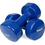 POWRX Haltères en Vinyle - Paire d'halteres de musculation - Poids musculation de sport, fitness, yoga (Bleu, 2 x 6 kg)