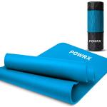 POWRX- Tapis de gymnastique (Bleu 183 x 60 x 1 cm) / tapis de yoga avec sangle + Sac de transport I tapis de sport sans phtalate I doux pour la peau