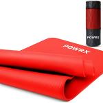 POWRX- Tapis de gymnastique (Rouge 183 x 60 x 1 cm) / tapis de yoga avec sangle + Sac de transport I tapis de sport sans phtalate I doux pour la peau