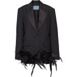 Blazers de créateur Prada noirs avec plumes à manches longues Taille XS classiques pour femme 