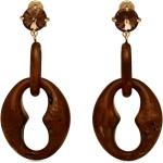 Boucles d'oreilles pendantes de créateur Prada marron en cristal à motif tortues pour femme 