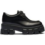 Chaussures de créateur Prada noires en cuir en cuir à bouts ronds à lacets Pointure 40,5 pour femme 
