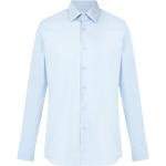 Chemises de créateur Prada bleues en coton mélangé à manches longues à manches longues classiques pour homme 