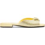 Claquettes de piscine de créateur Prada jaune poussin en cuir à bouts ouverts Pointure 38 pour femme 