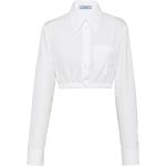 T-shirts de créateur Prada blancs en popeline à manches longues à manches longues Taille XL pour femme 