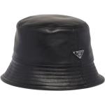 Chapeaux bob de créateur Prada noirs en cuir Nappa pour homme 