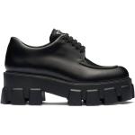 Chaussures de créateur Prada noires en cuir en cuir à bouts carrés à lacets Pointure 40,5 pour femme 